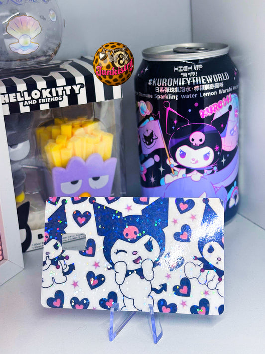holographic kuromi hearts card skin