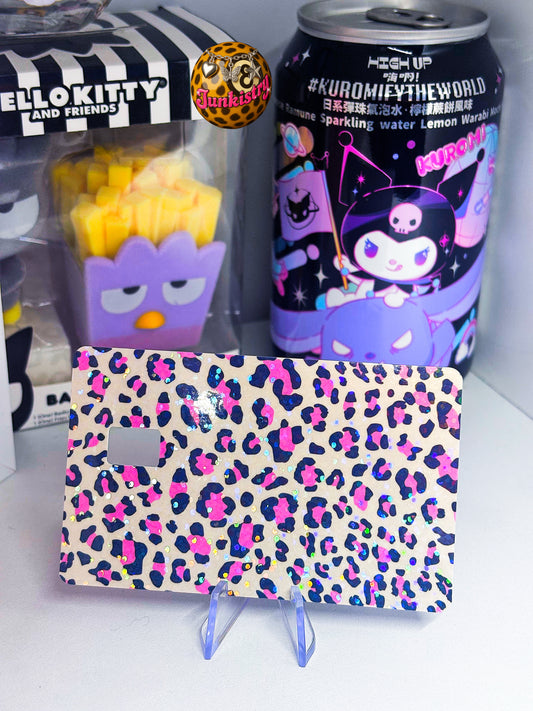holographic leopard print card skin